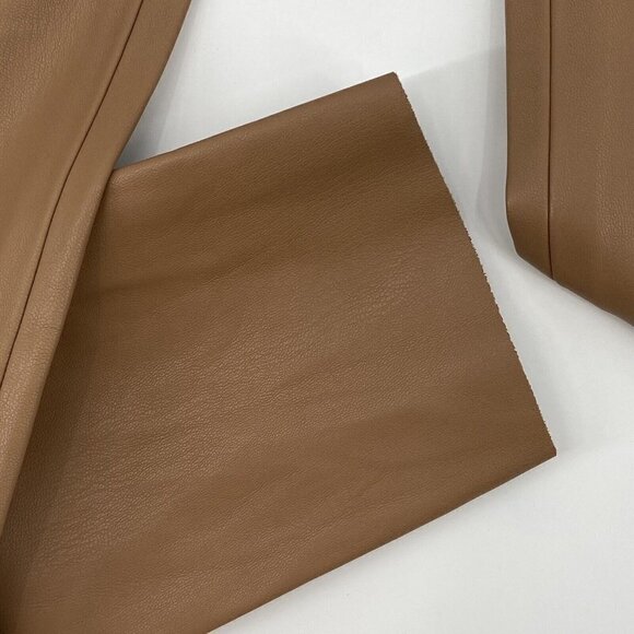 Zara Size Small High Waisted Faux Leather Leggings Camel  Vegan Side Zip NWOT - Picture 4 of 11